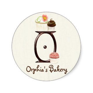 Letter O Monogram Cupcake Logo Business Stickers