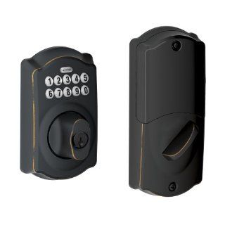 Schlage BE369NX Camelot 716 Home Keypad Deadbolt with Z Wave Technology, Aged Bronze   Door Dead Bolts  