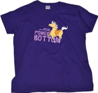 I'M A REAL POWER BOTTOM Ladies Cut T shirt / Funny Adult Humor Horse Shirt Clothing