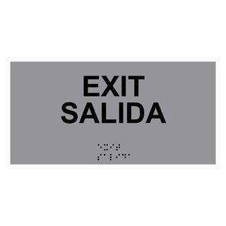 ADA Exit Bilingual Braille Sign RSMB 335 BLKonGray Enter / Exit  Business And Store Signs 