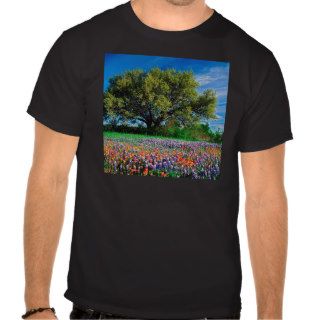 Trees Live Oak Among Texas Bluebonnets Tee Shirt
