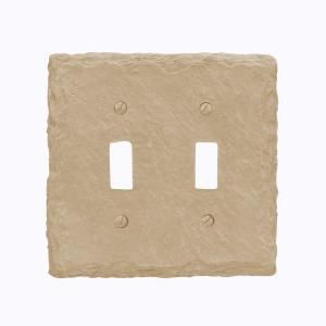 Amerelle Faux Slate Resin 2 Toggle Wall Plate   Almond 8345TTA