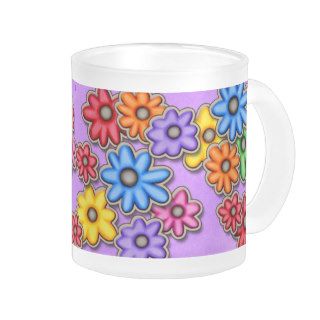 Rainbow Palette Flowers   Lilac Background Coffee Mugs