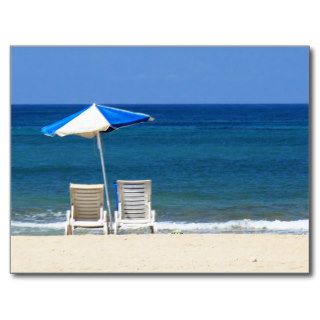 Beach chairs postcards