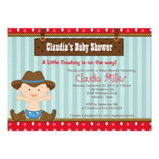 Cute Western Cowboy Baby Shower Invitation