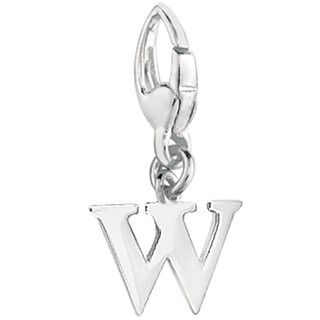 Sterling Silver Initial 'W' Charm Silver Charms