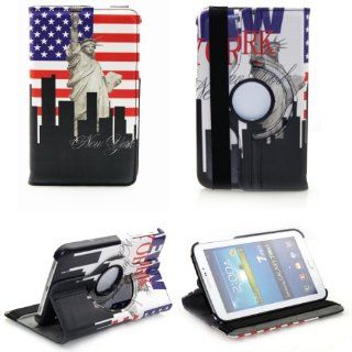 NetsPower Statue of Liberty PU Leather 360 Degree Rotating Smart Cover Case Stand Auto Sleep Wake up Function for Samsung Galaxy Tab 3 10.1" Inch P5200 P5210 Computers & Accessories