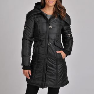 Excelled Women's Poly Quilted Stadium Length Coat with Removable Hood EXcelled Coats