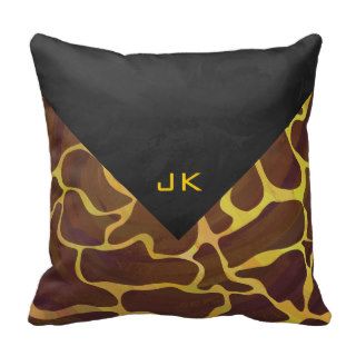 Giraffe Brown and Yellow Print Pillow