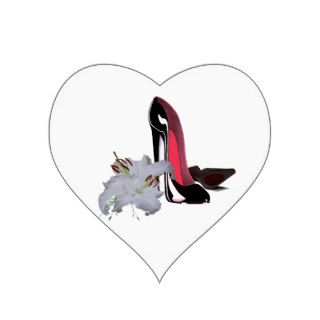 Black Stiletto Shoes and Lilies Heart Sticker