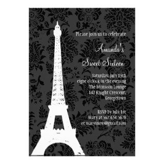 Birthday in Paris (black) Invitation