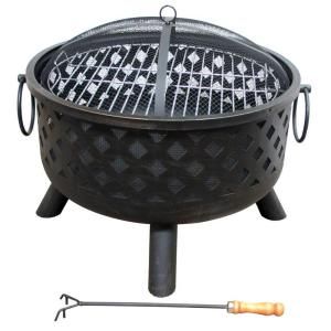 Fireside Escapes Diamond Weave Steel Fire Pit with Cooking Grate DISCONTINUED MW1141