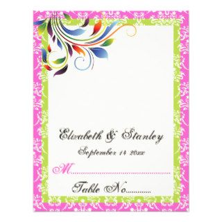 Rainbow scroll leaf damask wedding place card invitation