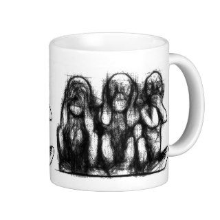 Three Wise Monkeys Sketch Mug