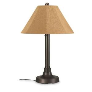 Patio Living Concepts San Juan 34 in. Outdoor Bronze Table Lamp with Straw Linen Shade 26117