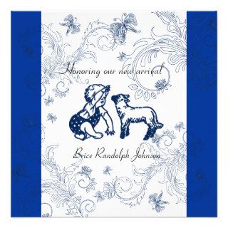 Blue Butterfly Baby Shower invitation