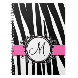 Monogram M Zebra Pattern Pink Notebook