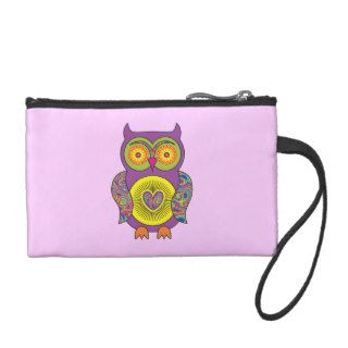 Purple Psychedelic Owl Coin Purses