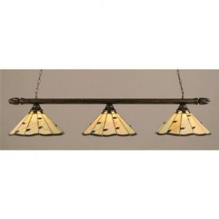 Toltec Lighting 383 brz 926 Bronze Finish 3 Light Bar With Swirl Ends And 15.5 In. Autumn Leaves Tiffany Glass   Vanity Lighting Fixtures  