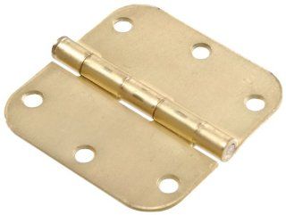 The Hillman Group 852610 3 1/2 Inch Residential Door Hinge with 5/8 Inch Round Corner Removable Pin Full Mortise, Satin, Brass Finish    