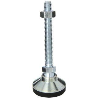 J.W. Winco 8N63M81/RB Series GN 343.2 Carbon Steel Threaded Stud Type Leveling Mount with Rubber Cap, Zinc Plated Finish, Metric Size, M8 x 1.25 Thread Size, 32mm Base Diameter, 63mm Thread Length Vibration Damping Mounts