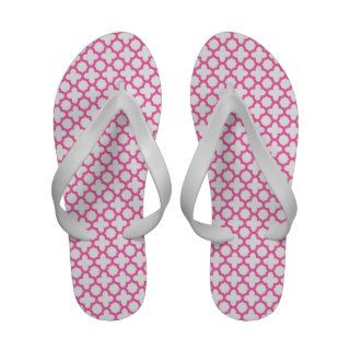 Hot Pink Quatrefoil Pattern Flip Flops