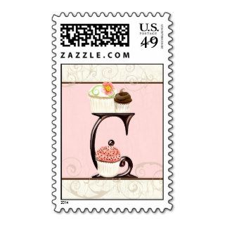 Letter C Cupcake Birthday or Business Postage