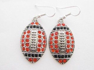 Football Orange and Black Crystals Fashion French Hook Earrings Jewelry Dangle Earrings Jewelry
