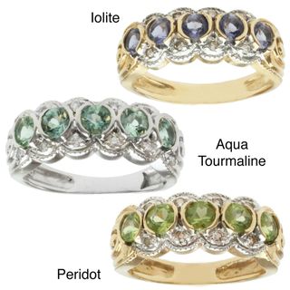 Michael Valitutti 14k Two tone or White Gold Peridot, Iolite or Aqua Tourmaline and Diamond Ring Michael Valitutti Gemstone Rings