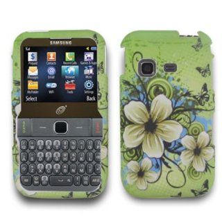 SOGA(TM) Green Hawaiian Flower Butterfly Yellow Rubberized Hard Cover Protector Case for Samsung S390G SGH S390G Tracfone, Straight Talk, Net 10 [SWF154] Cell Phones & Accessories