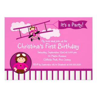 Little Airplane Pilot Birthday Party Invitations