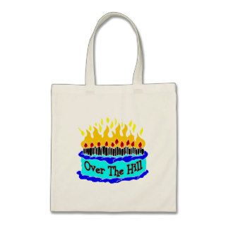 Over The Hill Flaming Birthday Cake Canvas Bags