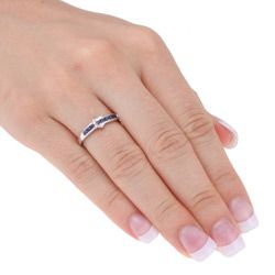 Miadora 10k White Gold Sapphire Heart Ring Miadora Gemstone Rings
