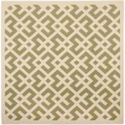 Poolside Green/ Bone Indoor Outdoor Rug (6'7 Square) Safavieh Round/Oval/Square