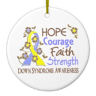 Hope Courage Faith Strength 3 Down Syndrome Christmas Tree Ornament