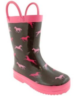 Capelli New York Shiny Yeehaw Printed Toddler Girls Casual Rain Boot Pink Combo 6/7 Shoes