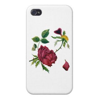 Beautiful Red Roses Done in Crewel Embroidery iPhone 4 Covers