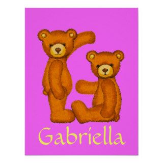 Initial G~Teddy Bear Alphabet Letter~Custom Name Poster