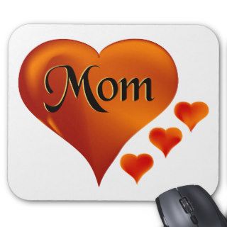 I love Mom Hearts with word "Mom" Mousepads