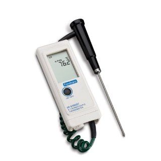 Hanna Instruments HI 935007N Waterproof Thermocouple Thermometer, with Direct K Type Probe,  50.0 to 199.9 degrees C; 200 to 1350 degrees C or 58.0 to 399.9 degrees F; 400 to 2462 degrees F, + or   2% F.S. Science Lab Meters