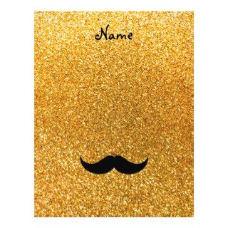 Personalized name mustache yellow glitter flyers