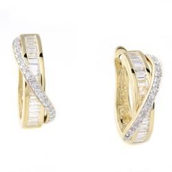 Beverly Hills Charm 14k Yellow Gold 1ct TDW Diamond Hoop Earrings (H I, I2) Beverly Hills Charm Diamond Earrings