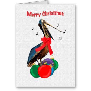 Christmas, Merry, Pelican Singing Greeting Card