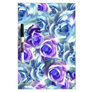 Blue And Purple Roses Dry Erase White Board