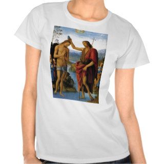 Baptism of Christ by Pietro Perugino Tshirts