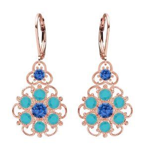 Lucia Costin Silver, Blue, Turquoise Crystal Earrings with Twisted Lines Lucia Costin Jewelry