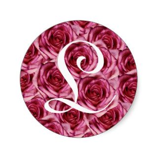 Monogram Letter L Pink Roses Sticker