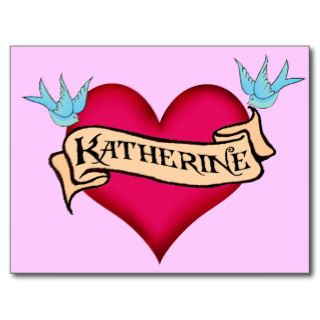 Katherine   Custom Heart Tattoo T shirts & Gifts Postcard