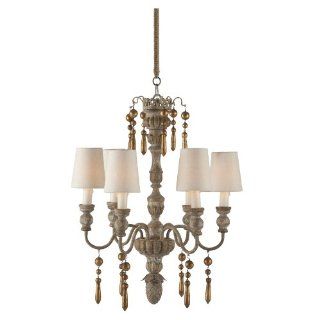 Grenoble French Country Gold Two Tier 6 Light Chandelier  