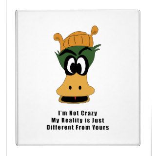 Crazy Green Cartoon Duck Different Reality 3 Ring Binders
